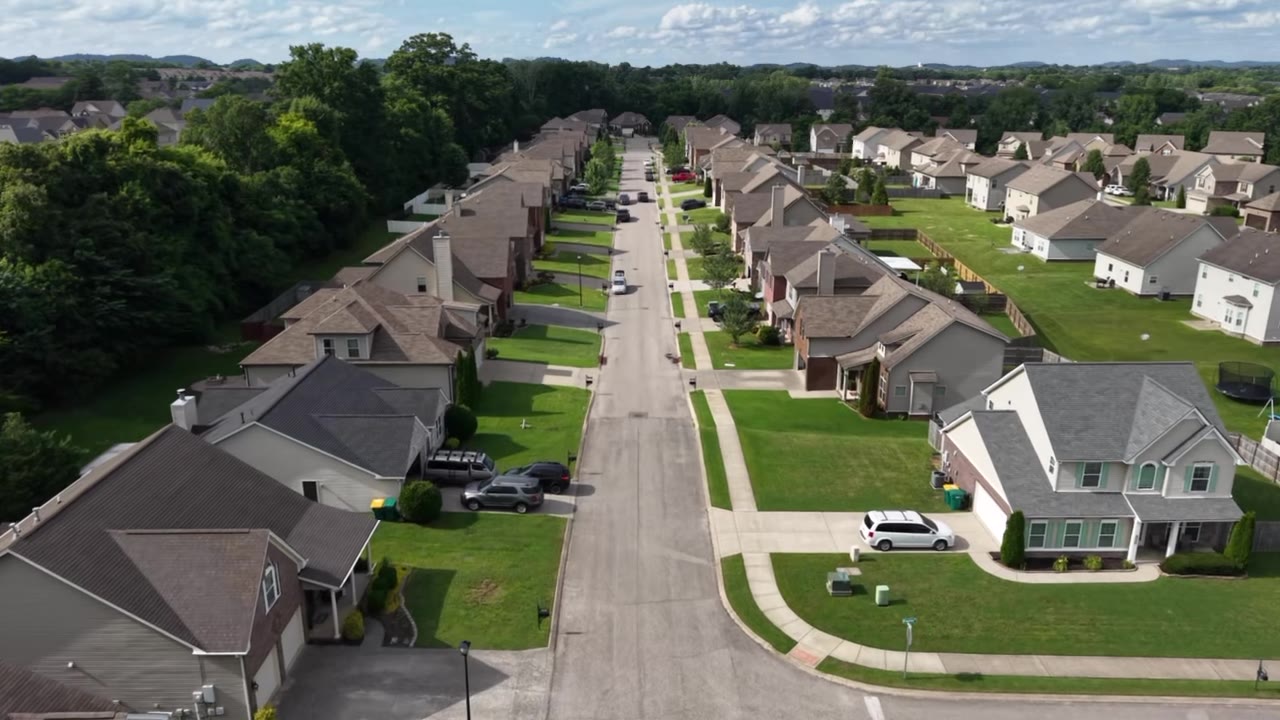Aerial drone footage of a neighborhood